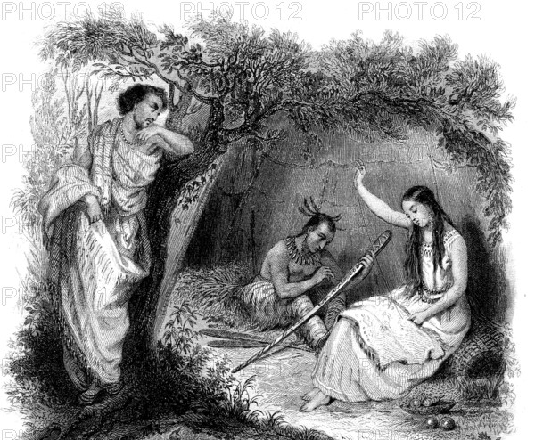 Inside a Natchez hut