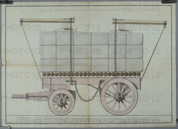 Gonella, Sketch representing a way to transport Napoleon's colossal statue by Canova
