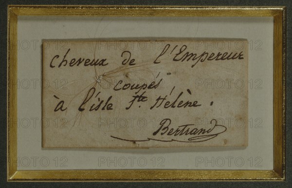Relique, "Cheveux de l'Empereur coupés à l'isle de Ste Hélène"
