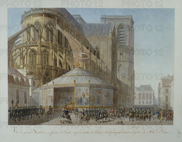 Book of the coronation by  Percier and Fontaine: The Emperor arriving at Notre-Dame
