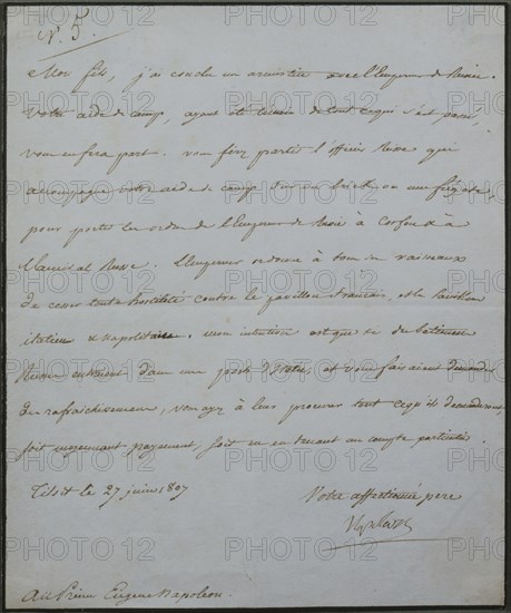 Annonce du traité de Tilsit par Napoléon Ier à son fils Eugène de Beauharnais
