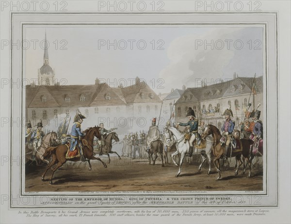 Gravure, Rencontre des empereurs à la suite de la défaite de Napoléon