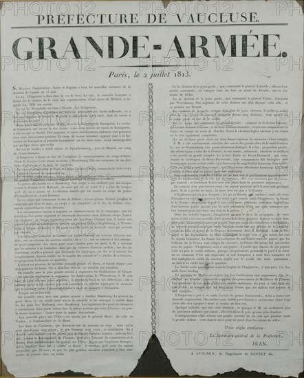 Proclamation de la Grande Armée, datée du 2 juillet 1813