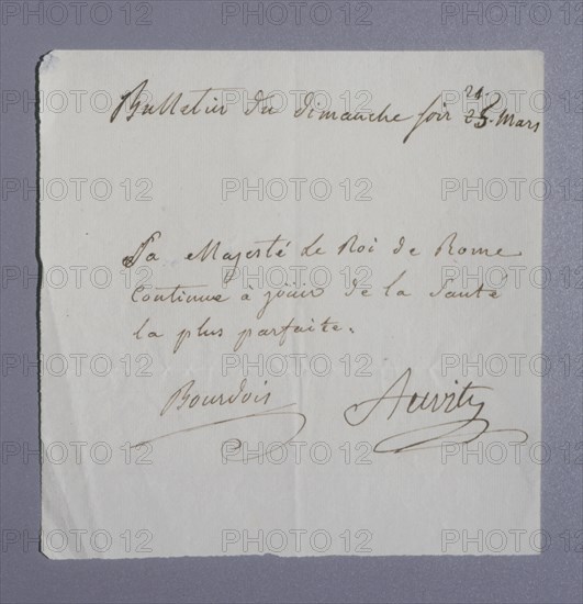 King of Rome's medical bulletin, 4 days after his birth (1811)