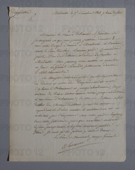 Ordre d'Alexandre Berthier au maréchal Davout (1812)