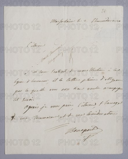 Joseph Bonaparte: 'I have received the certificate of my election for the Legion of Honour...' (2 Messidor Year X)