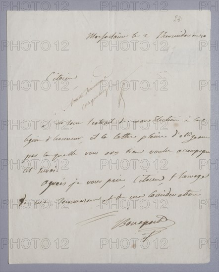 Joseph Bonaparte : "J'ai reçu l'extrait de mon élection à la Légion d'honneur..." (2 Messidor An X)