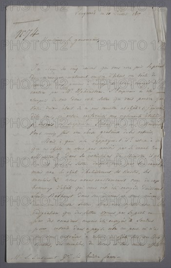 Letter of Grand Marshal Bertrand sent to the English governor (1817)