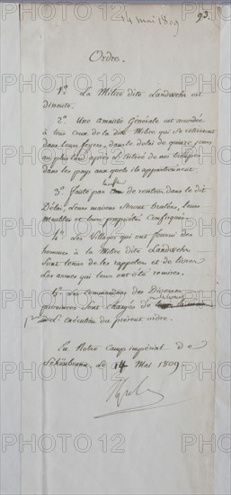 Order to surrender of the city of Vienna (1809)