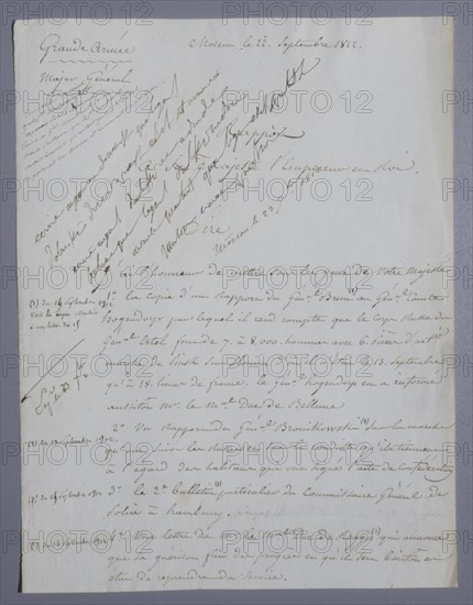 Rapport de Berthier à l'Empereur Napoléon 1er,  Campagne de Russie (1812)