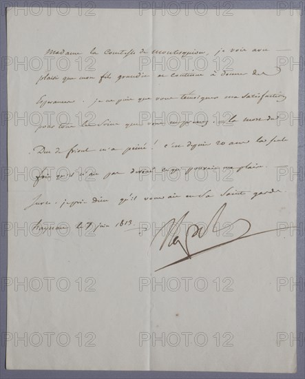 Lettre signée de l'Empereur à Madame de Montesquiou (1813)