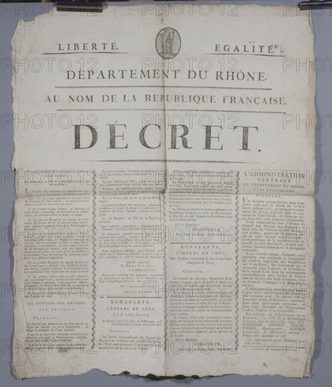 Decree of the French Republic, announcing the coup d'Etat of Brumaire 18th