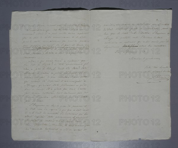 Letter of Grand Marshal Bertrand sent to the English governor (1817)