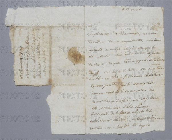 Lettre autographe signée de Napoléon Bonaparte à l'âge de 14 ans (1794)