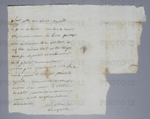 Lettre autographe signée de Napoléon Bonaparte à l'âge de 14 ans (1794)