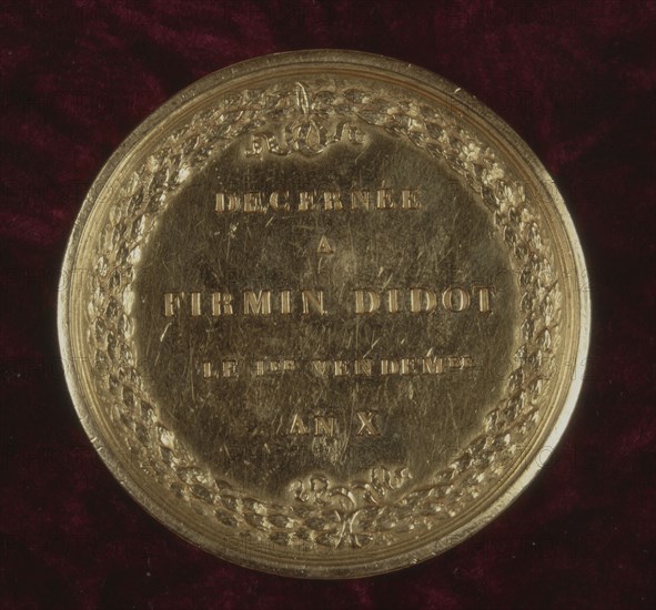 Gold medal (22 carats) awarded to Firmin-Didot by First Consul Napoleon Bonaparte (1800)