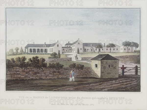 Gravure, "Vue de la maison de Longwood"