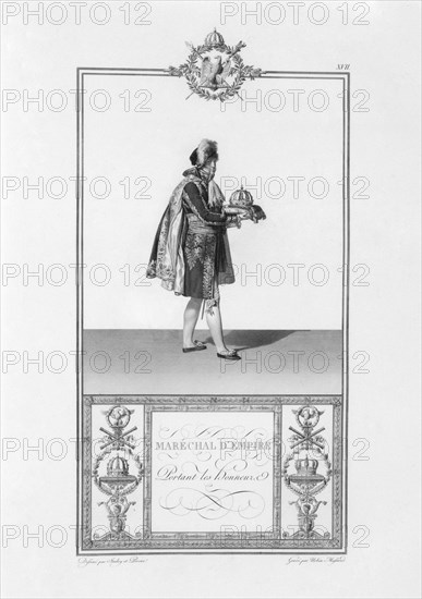 Livre du Sacre par Percier et Fontaine : Maréchal d'Empire portant les honneurs