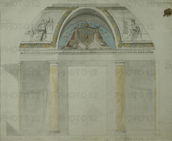 Percier, Fontaine et Gérard, Etude pour la salle du trône de Napoléon aux Tuileries