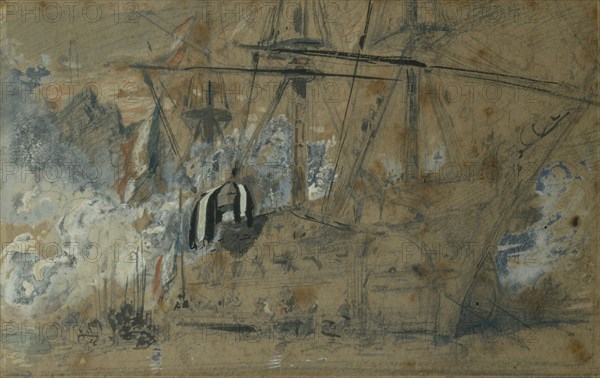 Isabey, Transbordement des restes de Napoléon 1er à bord de la Belle Poule