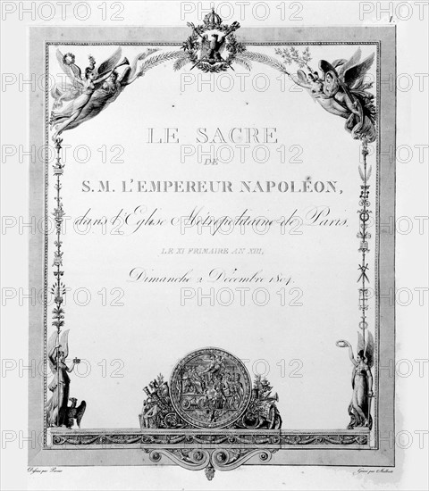 Le Livre du Sacre par Percier et Fontaine : la page de garde.
