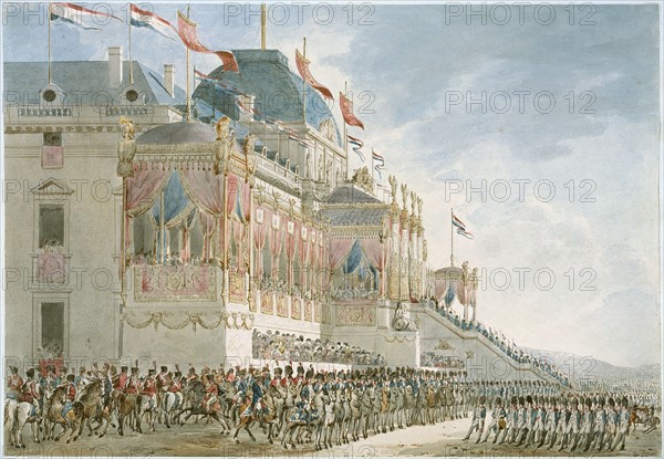 Fontaine, Distribution of flags topped by bronze eagles at the Champ-de-Mars, Paris