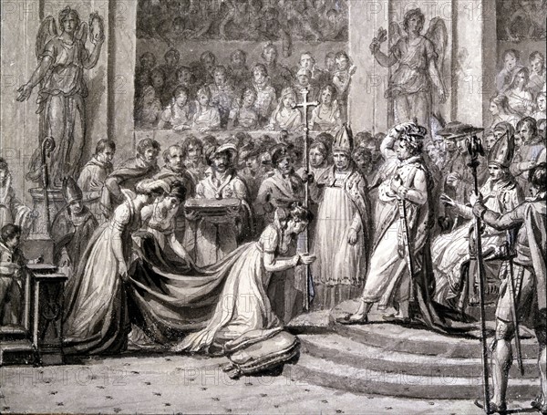 David, Study for Emperor Napoleon's and Empress Josephine's coronation (detail)