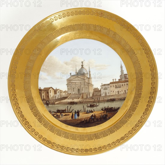 Manufacture de Dihl et Guérhard, Plate: view of the Il Redentore, on the island of Giudecca, Venice