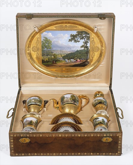 Manufacture de Sèvres, Tea set decorated with views of the outskirts of Sèvres