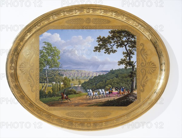 Manufacture de Sèvres, Tea set decorated with views of the outskirts of Sèvres, Tray