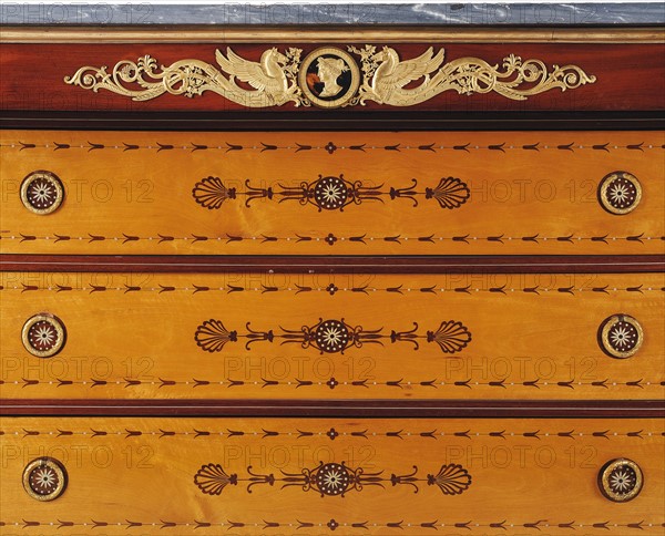 Pierre-Etienne Levasseur and Levasseur Jeune (possibly Pierre-François-Henri Levasseur), Chest of drawers, detail