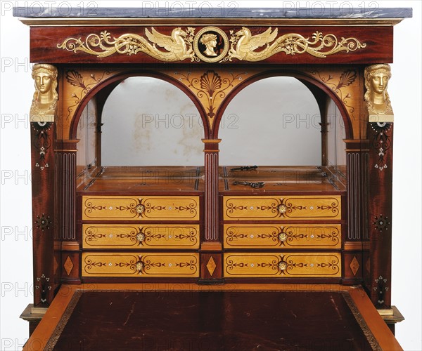 Pierre-Etienne Levasseur and Levasseur Jeune (possibly Pierre-François-Henri Levasseur), Writing desk, detail