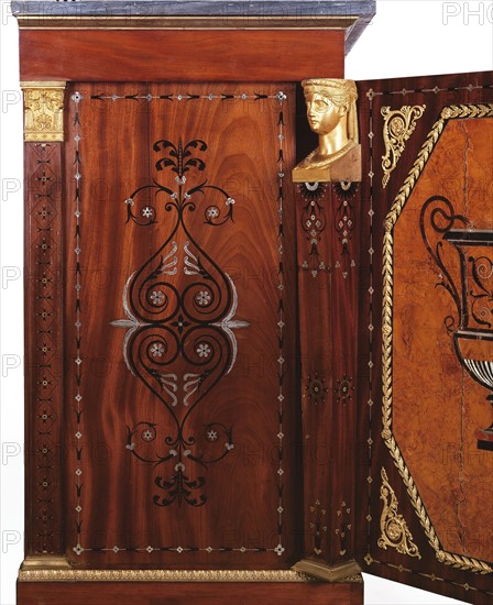 Pierre-Etienne Levasseur and Levasseur Jeune (possibly Pierre-François-Henri Levasseur), Writing desk, detail