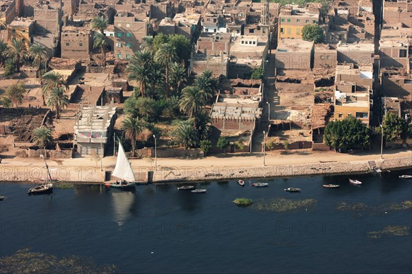 Vue aérienne du Nil entre Louxor et Assouan