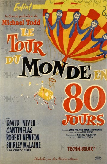 Affiche du film de Michael Todd inspiré du tour du monde en 80 jours