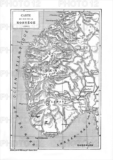 Jules Verne, "Un billet de loterie" (carte du sud de la Norvège)
