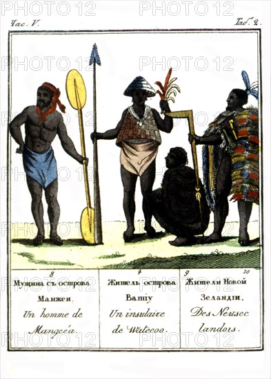 Un homme de Mangcéa, Un insulaire de Watecoo, Des Neusce-Landors (1816)
