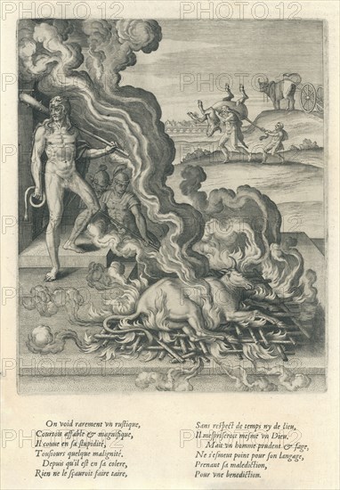 Hercules roasting an ox