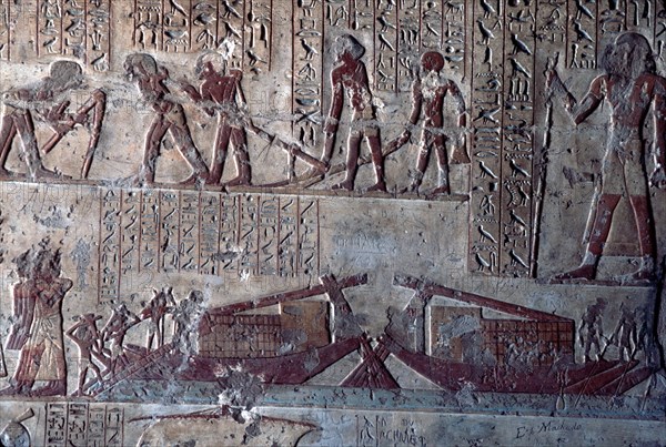 El Kab, Tomb of Paheri, loading the barques