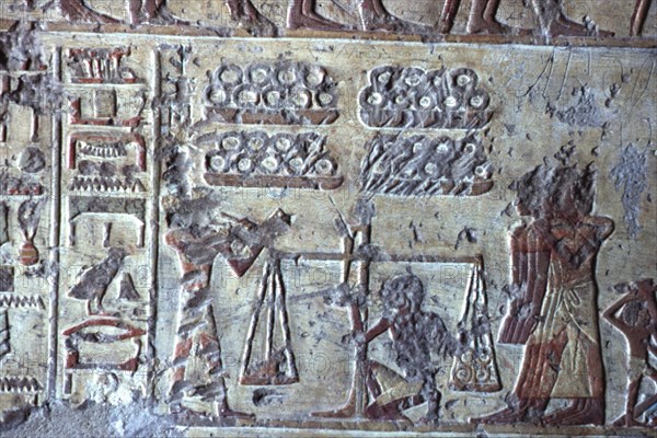 El Kab, Tombe de Pahéri, Pesée des lingots