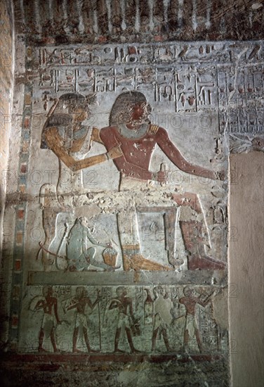 Bas-relief peint dans la Nécropole d'El Kab