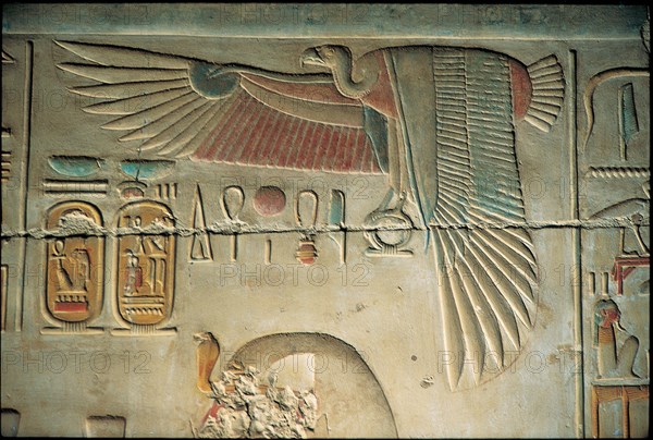 Abydos, Vulture symbolizing Mut, the celestial Mother