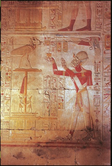 Abydos, Pharaon faisant une offrande à Thot