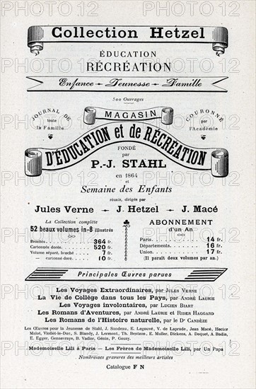 Collection Hetzel, Magasin d'éducation et de récréation, publicité