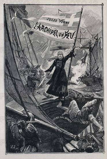 Jules Verne, "L'Archipel en feu", frontispice