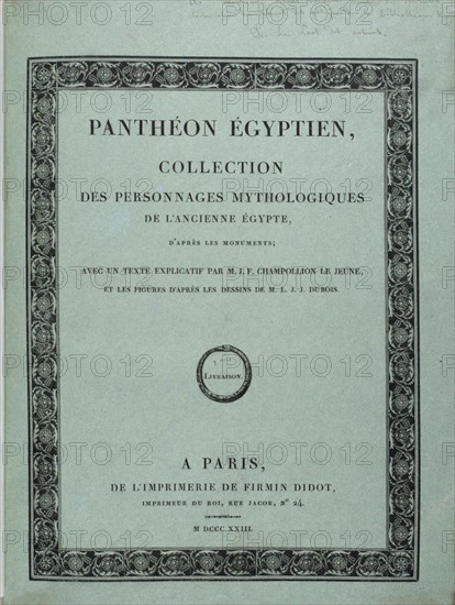 Page titre de "Panthéon égyptien" de Champollion le Jeune