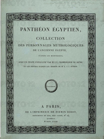 Title page of "Egyptian Pantheon" by Champollion the Younger