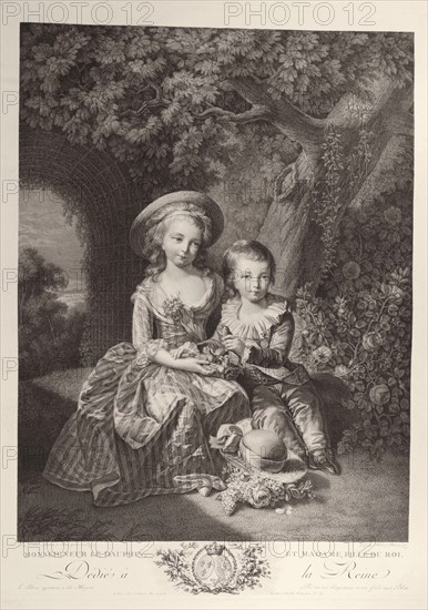 (d'après) Vigée Lebrun, Marie-Thérèse Charlotte de France et le dauphin Louis Joseph Xavier de France