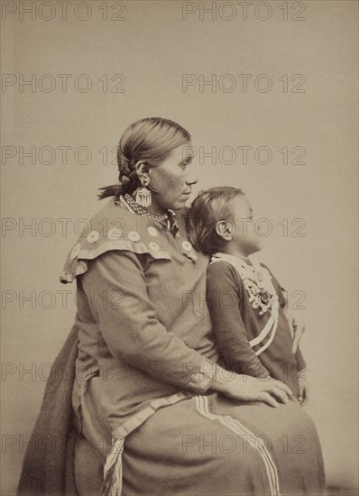 Portrait of 'Red Indian' Beautiful Hill with her son