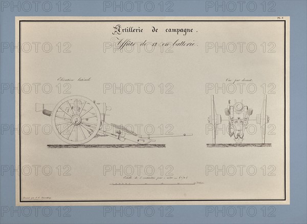 Traité d'artillerie : Affûts de 12 en batterie